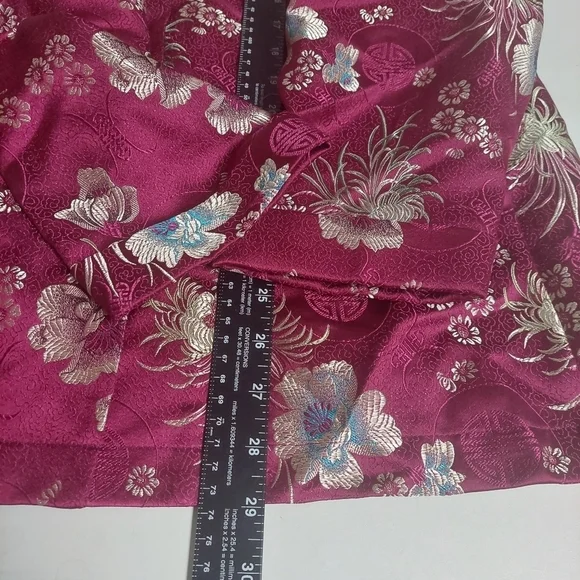 Chicos Wine Red Top Floral Tapesty Button Engraved 3 Satin Metallic Brocade - Picture 6 of 7